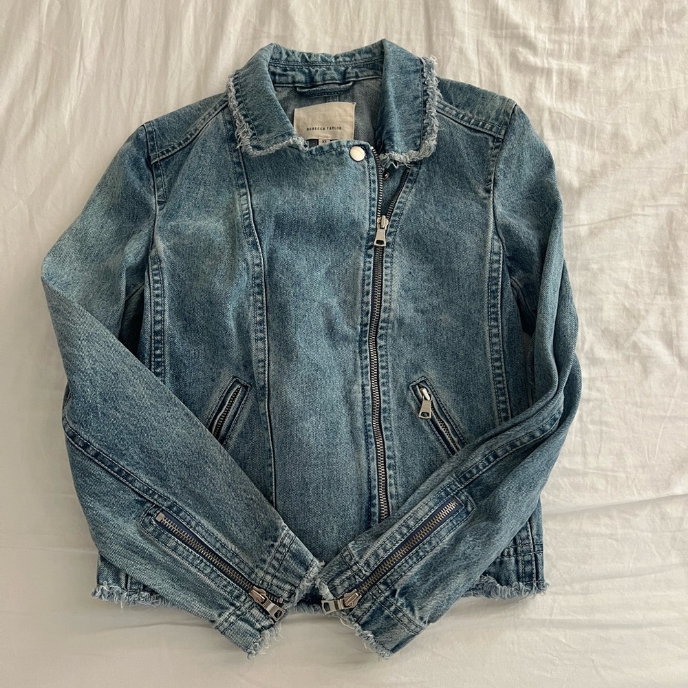 Rebecca Taylor Denim Moto Jacket Size XS